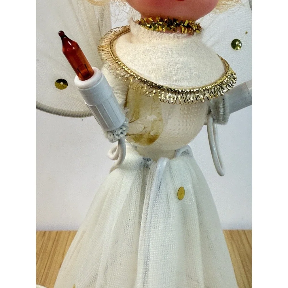 Vtg Angel Tree Topper Xmas Lights Retro Window Tabletop Angel 1970's Read